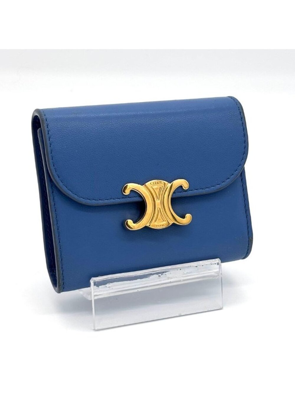 Celine Small Flap Wallet Triomphe Trifold Blue